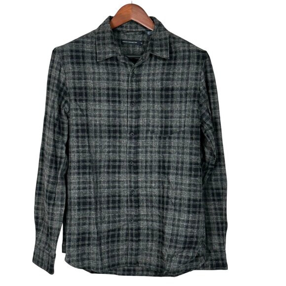 French Connection XS Grindle Check Grey/Black Shirt 100% Cotton Flannel - Picture 1 of 7